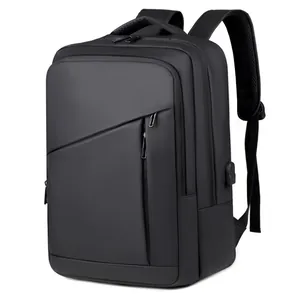 Water-resistant business backpack with USB port and ergonomic breathable straps