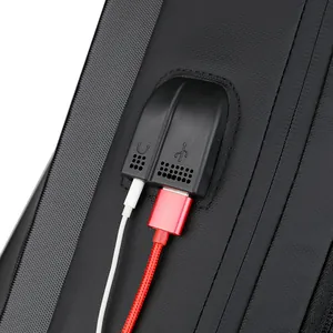 Hardshell gaming laptop backpack with external USB charging and audio port