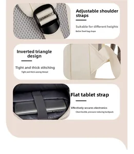 Detailed view of adjustable straps and reinforced stitching on a laptop backpack