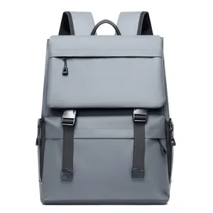 Large Capacity Men's Backpack Waterproof Soft PU Travel Laptop Bag With Trolley Sleeve Casual Business Rucksack For Men