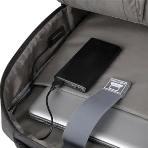 Waterproof business backpack with padded laptop compartment and power bank storage slot
