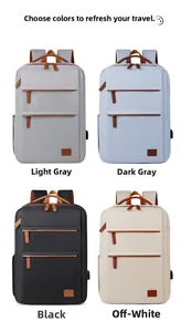Minimalist business backpacks in gray, blue, black and off-white with USB port