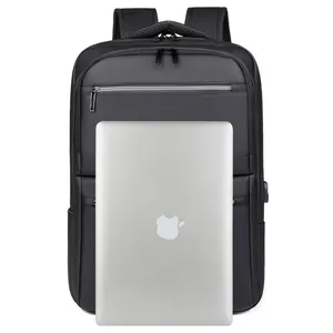 Business black laptop backpack with USB port and large capacity for men and travel