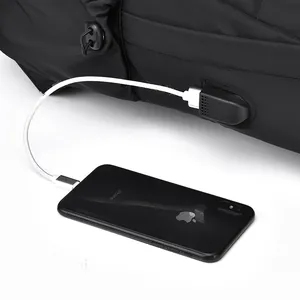 Sac à dos noir imperméable de grande capacité pour ordinateur avec port de charge USB externe