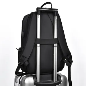 Sac à dos ordinateur noir étanche avec sangle de bagage et port de charge USB externe