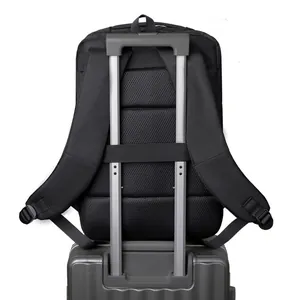 Large capacity waterproof business backpack with ergonomic mesh back and luggage strap