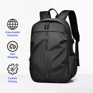 Mochila para Portátil de Tela Oxford Minimalista Con Puerto de Carga USB Bolsa de Viaje Impermeable Negocios Para Hombre Y Mujer Mochila Escolar