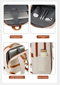 Detail view of laptop compartment, multi-functional pockets, side bag and USB port