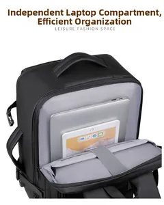 Detail of independent laptop compartment with shockproof lining for travel backpack