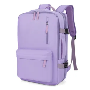 Zaino da viaggio grande viola lavanda con spazio espandibile e spallacci traspiranti