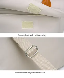Detail van de handige klittenbandsluiting en verstelbare metalen gesp op de aktetas