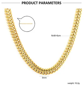 Detaillierte Produktparameter der 18K Gold Doppel-Gliederkette Halskette mit Maßen