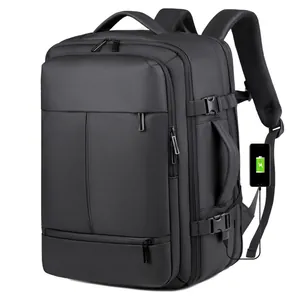 Expandable Large Capacity Travel Backpack For Men Waterproof Nylon Business Laptop Bag With USB Port And Shoe Compartment