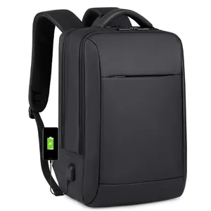 Sac à dos d'affaires étanche noir pour ordinateur avec port USB et design élégant