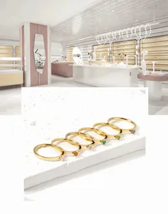 Set di sei anelli sottili in acciaio inossidabile placcato oro 18k con zirconi colorati