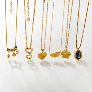 18K Verguld Roestvrij Stalen Hanger Halsketting Voor Vrouwen Schelp Hart Bloem Conch Abalone Sieraden Licht Luxe Mode Kettingen