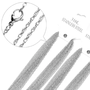 Großpackung 316L Edelstahl O-Ketten Halsketten mit Karabinerverschluss und 2mm Gliedern