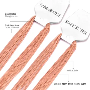 Detalle de cadenas de acero inoxidable oro rosa 2mm en largos de 45cm a 60cm