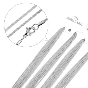 Múltiples collares de cadena de acero inoxidable 316L de 2mm con cierres de langosta