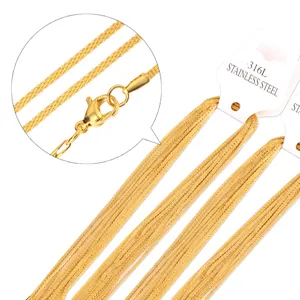 Conjunto de collares de acero inoxidable 316L dorado con cierre de langosta y textura
