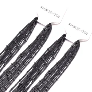 Set van 10 zwarte 2mm meerstrengse roestvrijstalen kettingen met kleine sierkralen