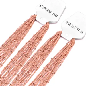 Set van 2mm roségouden roestvrijstalen kogelkettingen met glanzende metalen glans