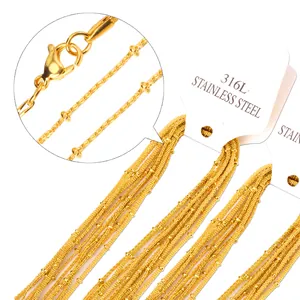 Set van 2mm 316L gouden roestvrijstalen kogelkettingen halskettingen met karabijnsluiting