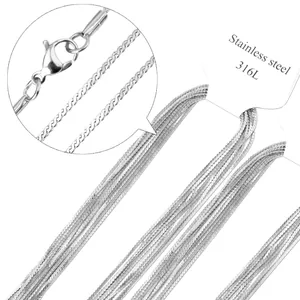 Detailansicht der 316L Edelstahl Halsketten mit Karabinerverschluss und Vergrößerung