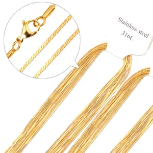 Halsketten-Set aus vergoldetem 316L-Edelstahl mit Karabinerverschluss und Detailansicht