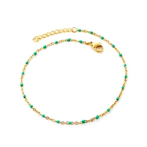 Tobillera de Cuentas de Acero Inoxidable Bohemio para Mujer Oro Plata Cuentas de Esmalte de Colores Cadena de Pie Ajustable Joyería de Playa de Verano Regalo