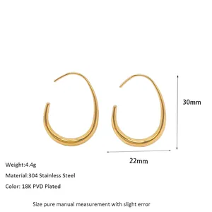 Detailed specs of gold teardrop earrings in 304 stainless steel with 18K PVD plating