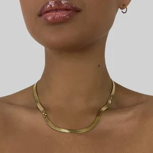 Set collana a catena piatta a serpente in acciaio inossidabile placcato oro 18K