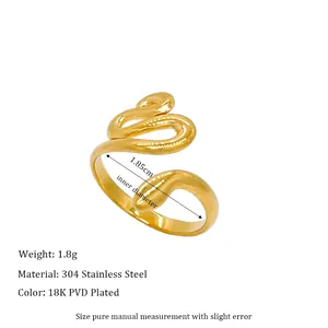 Dettagli anello a serpente in acciaio inossidabile 304 placcato oro 18K PVD con misure