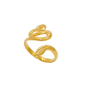 Anello a serpente dorato minimalista in acciaio inossidabile lucido per uomo e donna