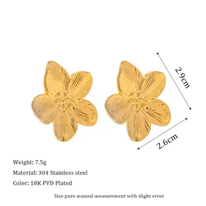 Dettagli tecnici di orecchini a fiore in acciaio 304 con placcatura PVD 18K