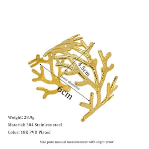Détail montrant les dimensions et le placage or 18K PVD du jonc en acier inoxydable