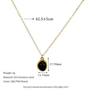 Detail of 18K PVD gold plated stainless steel necklace with dimensions and weight specs