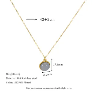 Detailed size parameters of 18K gold plated stainless steel necklace with blue stone