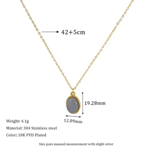 Detailed size specifications of natural stone pendant with 42+5cm stainless steel chain