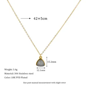 Detailed size specifications for triangular natural stone necklace in 18K PVD gold plating