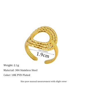 Dettagli anello a tre strati in acciaio inossidabile placcato oro PVD 18K con dimensioni