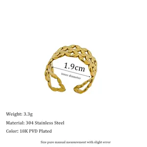 Detail eines 18K vergoldeten 304 Edelstahl-Kettenrings mit 1,9 cm Innendurchmesser