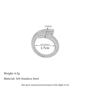 Detailed technical diagram of 304 stainless steel spiral ring with size and weight info