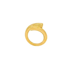 Minimalist golden stainless steel bypass open ring with polished finish for women