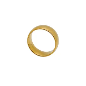 Macro shot of 18k gold plated stainless steel ring with polished smooth finish