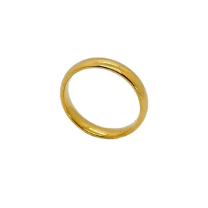 Minimalist 18k gold plated titanium steel ring with high polished mirror finish