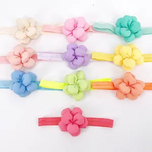 Nove fasce elastiche con fiori per neonata in vari colori vivaci e pastello