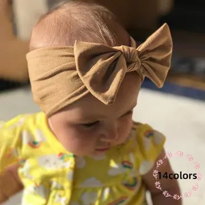 Baby Bow Headband For Girls Soft High Elastic Polyester Knotted Turban Hair Band Daily Birthday Photography Accessories