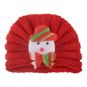 Weihnachten Schneemann Strickmütze für Babys in Rot mit Häkelmuster für den Winter