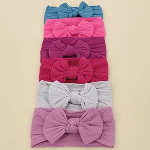 Soft Stretchy Nylon Baby Bow Headband Set For Infants Toddlers Cute Bowknot Hairbands Newborn Hair Accessories Photography Gift